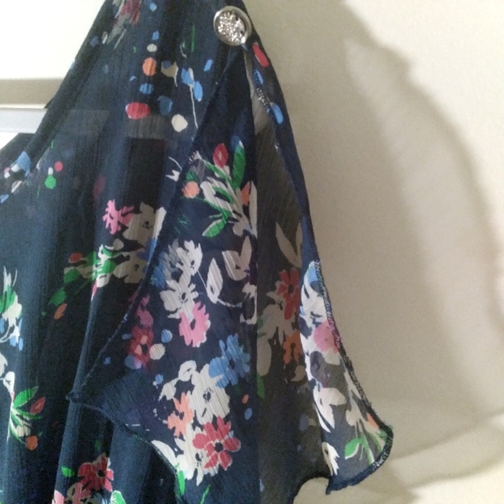 Express Sheer Dark Blue Floral Dress Flowy Soft Girl Whimsigoth Fairygoth Med. - Picture 4 of 16